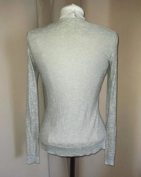 Thin silver/gold V-neck sweater for women size 36 - S – photo 5